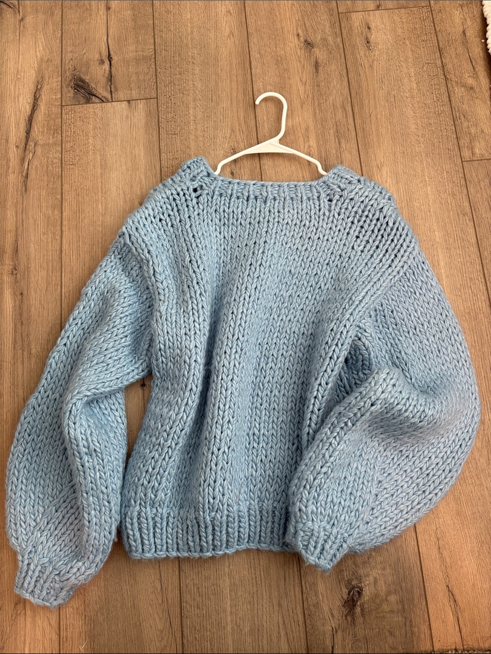 Princess Polly Sky Blue Chunky Crew Neck Sweater - Picture 2 of 2